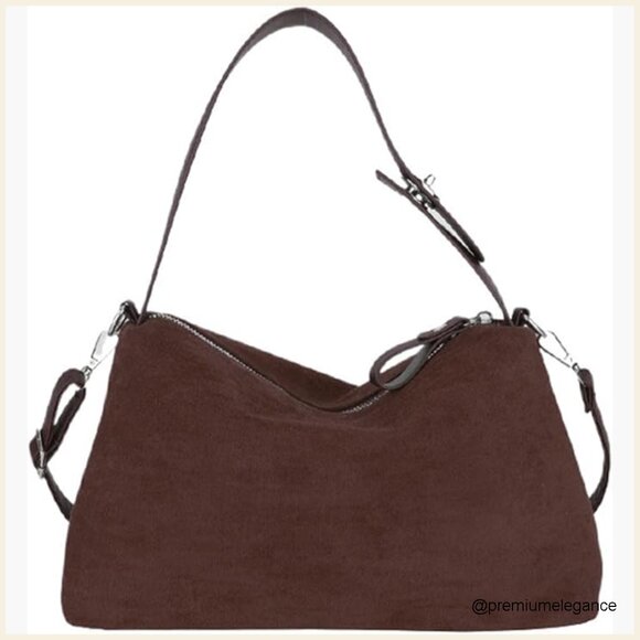 Handbags - Large Suede Velvet Tote Bag Hobo Shoulder Crossbody Purse Spacious